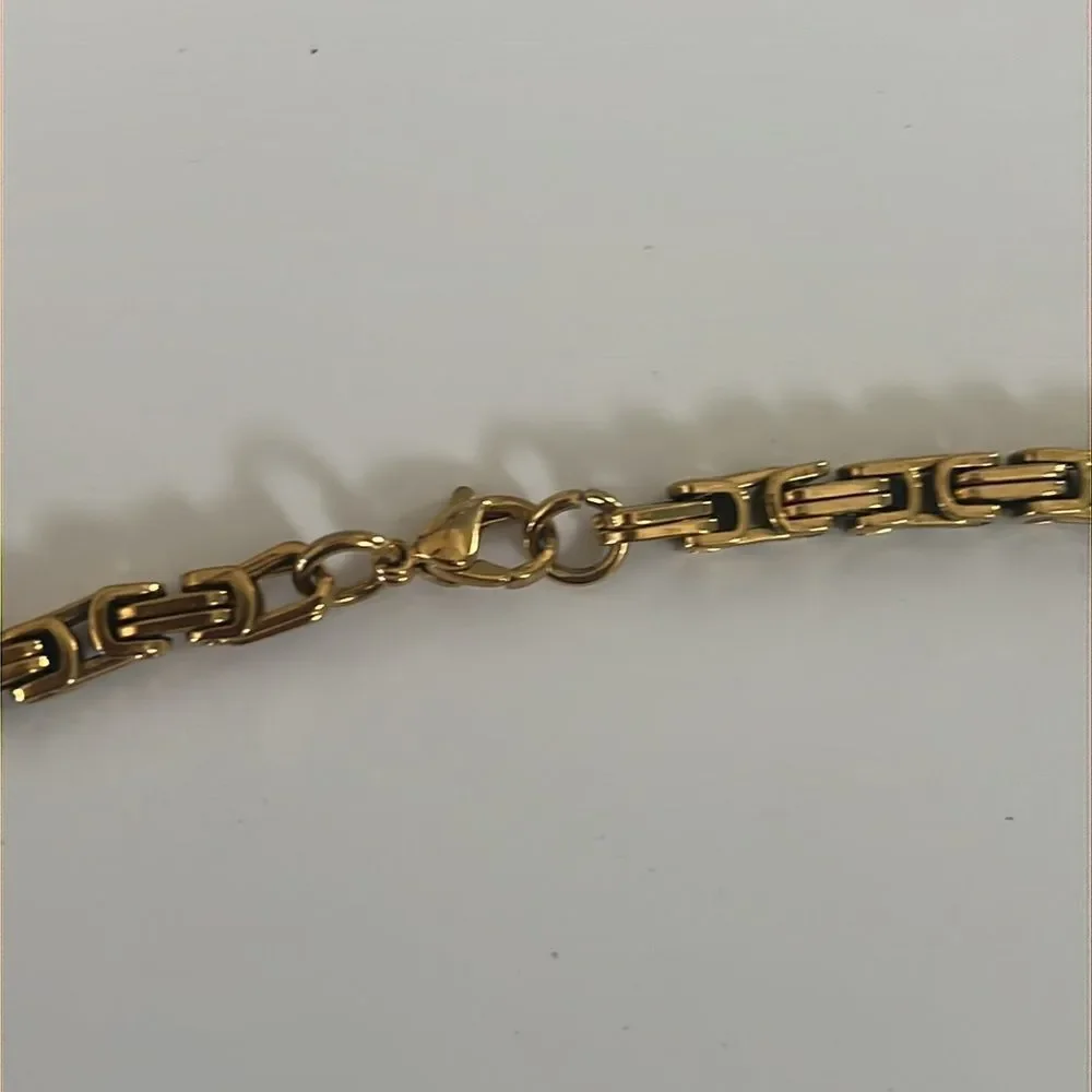 Byzantine Gold Tone Stainless Steel Chain Necklace 22